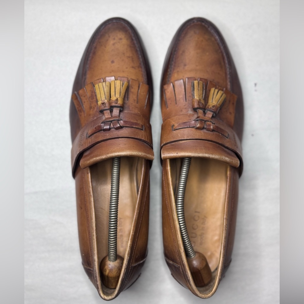 Gucci Tassel Frail Brown Mens Leather Loafer